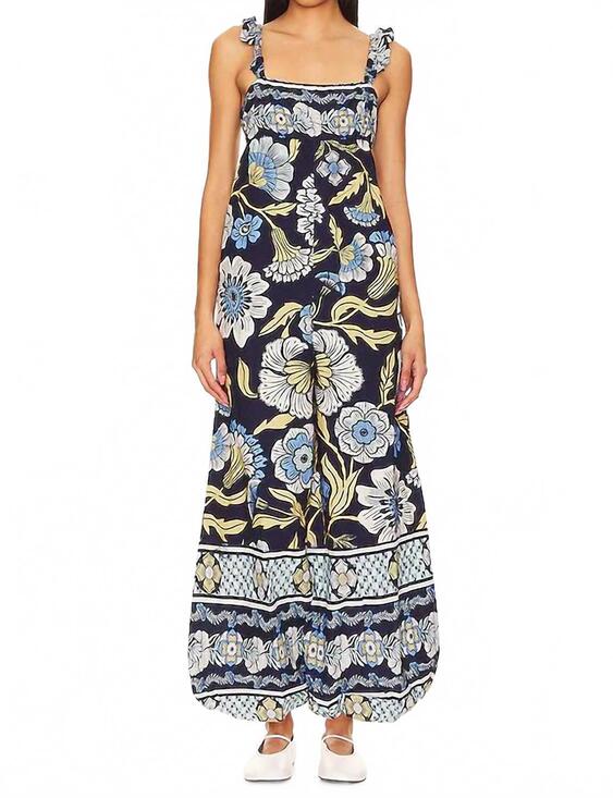 FREE PEOPLE Pants - NEW FREE PEOPLE bali albright wide leg jumpsuit in navy combo